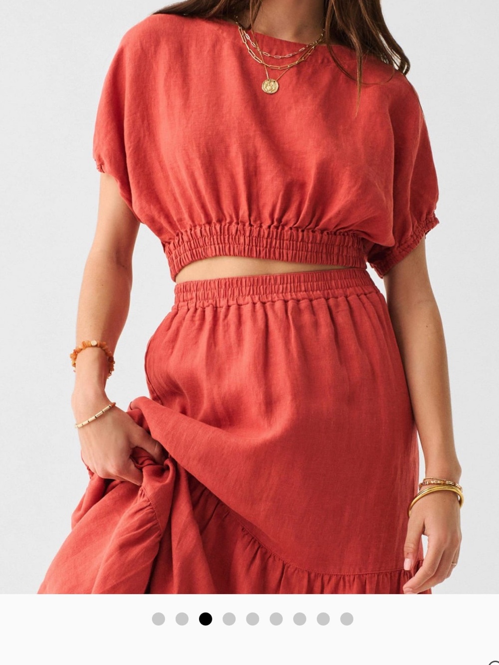 Faherty Cala Linen Maxi Skirt & Top - Rust